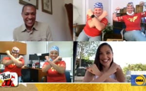 Respiratory Therapists on a Zoom call with GMA's T.J. Holmes and Gal Gadot/Wonder Woman